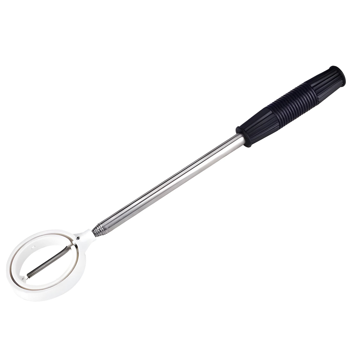 Yellow 8-section stainless steel retractable golf ball picker, 2 metre telescopic pole, folds to 43 x 8 x 5 cm