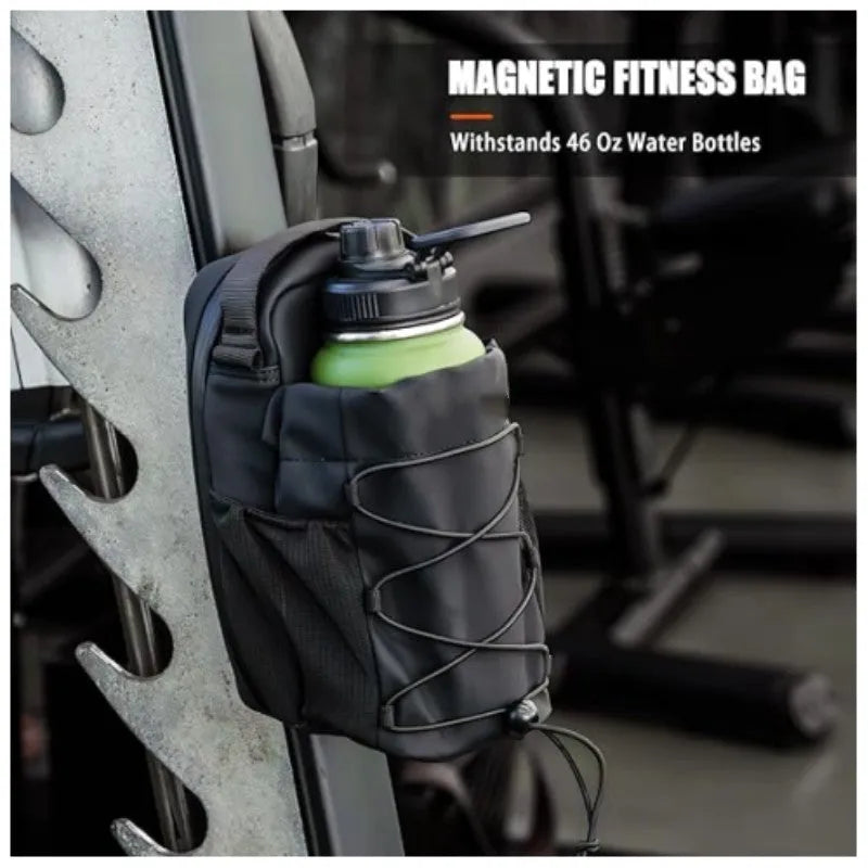 Magnetic crossbody water bottle bag in pink or black cloth with magnetic closure