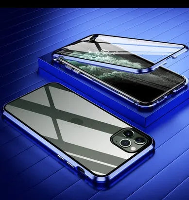 Anti-spy phone case in clamshell design with geometric pattern, available in multiple colours for iPhone