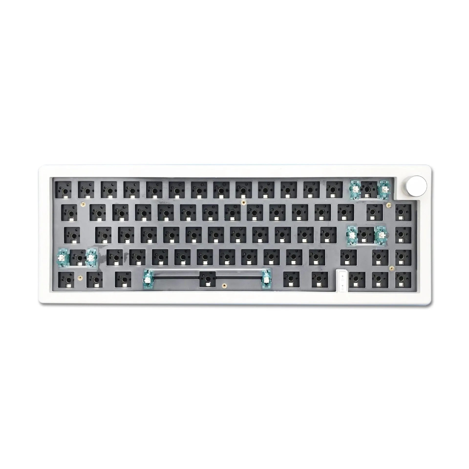 Hot-swappable mechanical keyboard kit with RGB backlighting and control knob