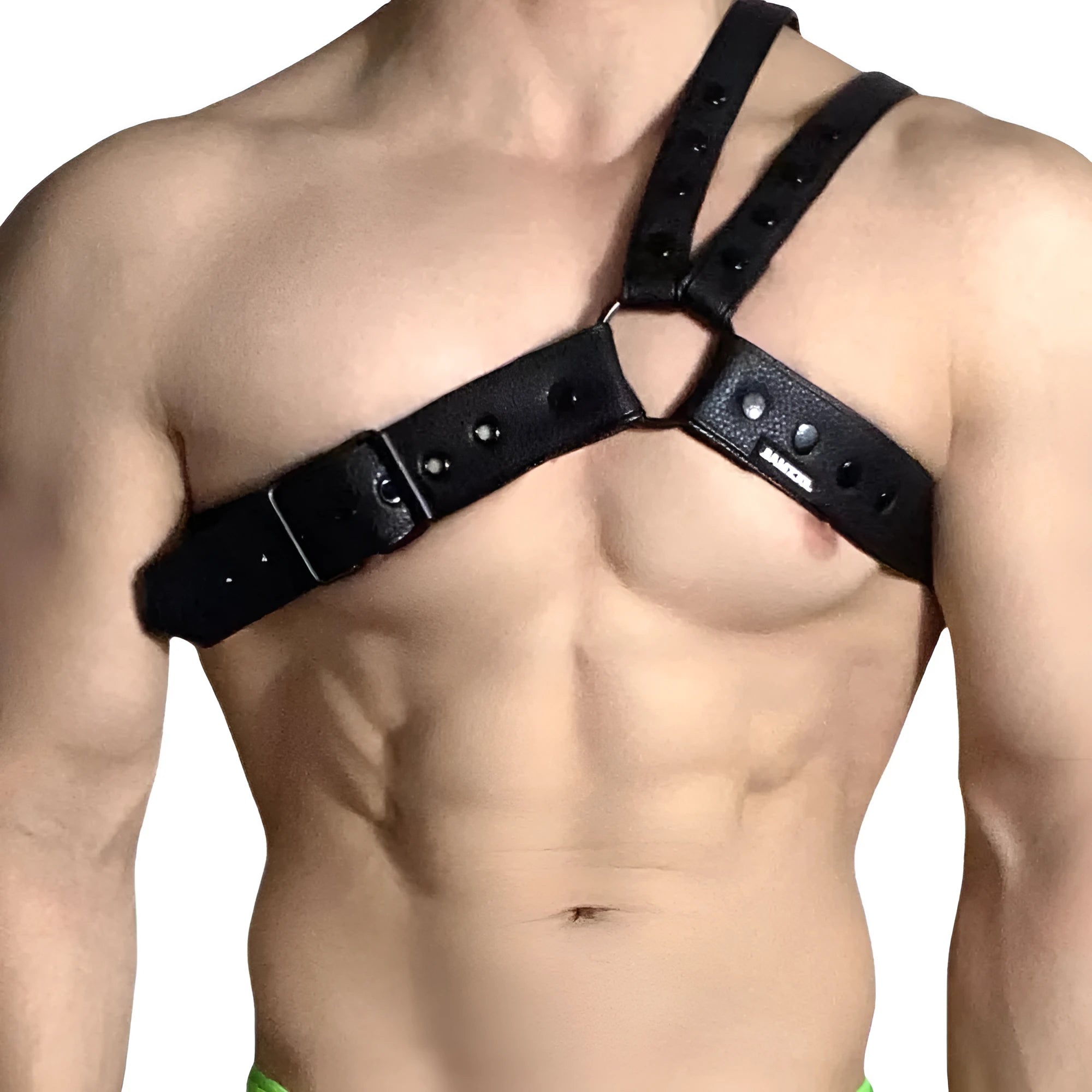 Men's black synthetic leather detachable chest strap for sports shoulder protection