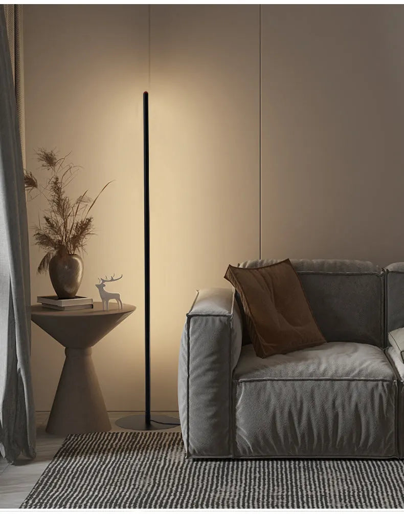 Vertical aluminium alloy floor lamp with slim profile in 25cm, 50cm, and 100cm height options