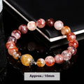 Handmade women's crystal bracelet with 10mm citrine lucky beads and red sealant flower design