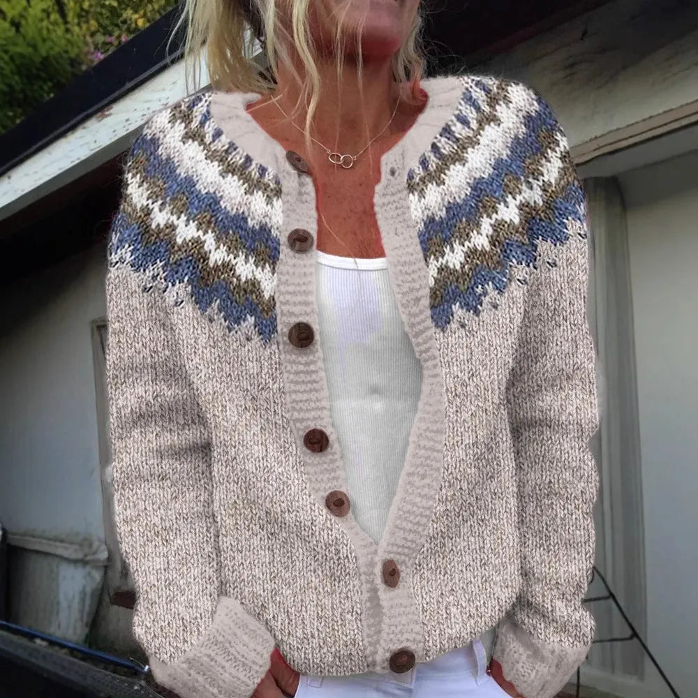 Women's loose spandex cardigan coat with long regular sleeves and digital 3D print, Style 1, sizes S to 5XL