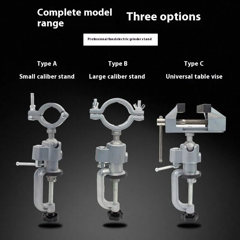 360 rotating vise with tungsten steel construction and clamp-on bracket for bench mounting