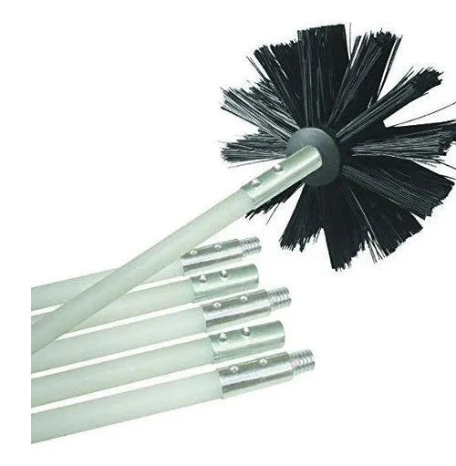 Flexible chimney brush with 600mm pole and nylon brush head for cleaning dryer pipes and range hood ducts