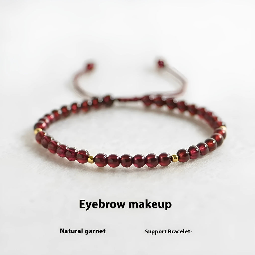 Hand-woven garnet red rope bracelet with flexible wire construction and national tide design elements