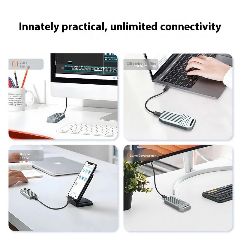 Lightning 4 Shell aluminium alloy M2 expansion case measuring 50x118x13mm with 40Gbps transfer speed