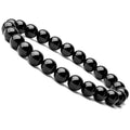 Black geometric agate bead bracelet with elastic cord, 8mm bead size