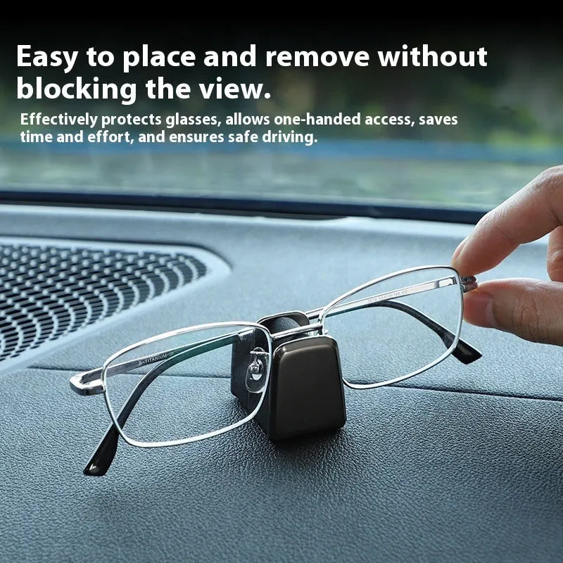 Green zinc alloy leather car dashboard sunglasses clip measuring 3.7x3.2x2.5cm