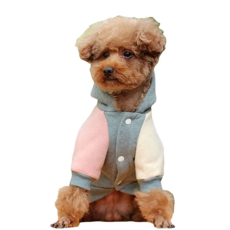 Brown cotton pet sweatshirt for a dog, showing leisure-style design.