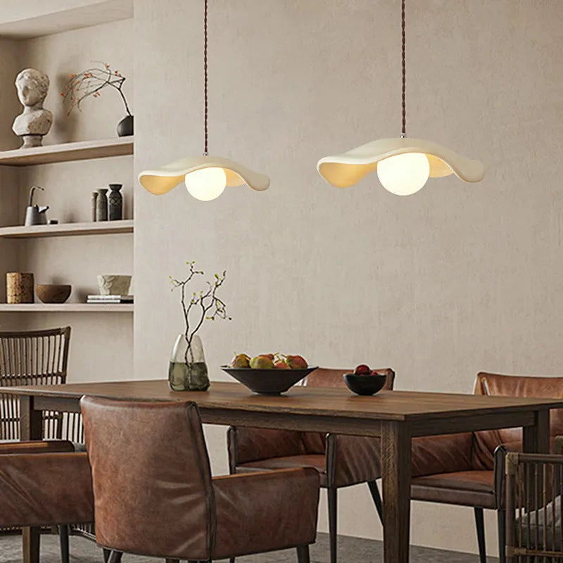 Lotus leaf bedside chandelier in green, orange, or milk brown, 220V ceiling light for bedroom or living room
