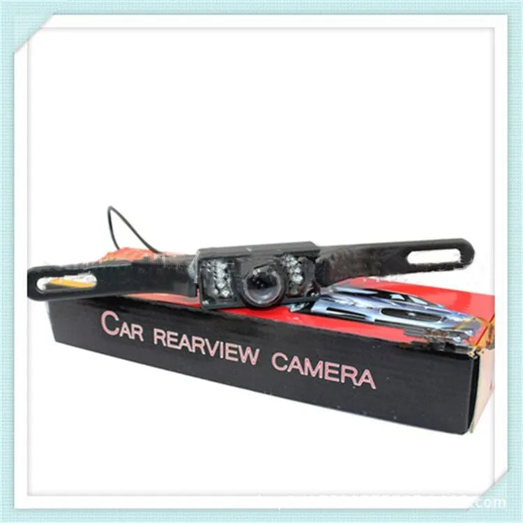 Black car reversing camera with bracket, infrared night vision, 120° view, IP67/68 waterproof, 12V, 1m power cord and 6m video cable