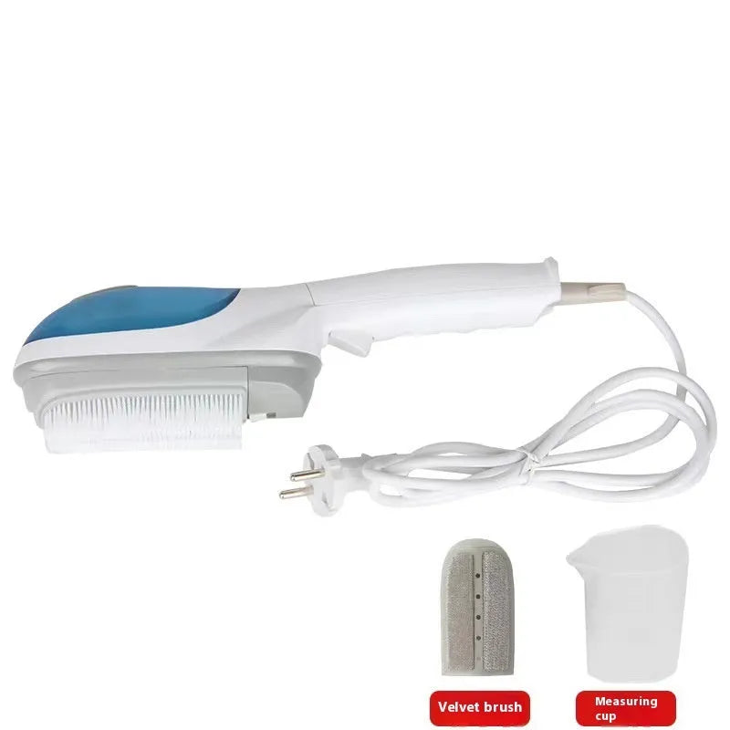 Handheld portable garment steamer with water tank and mechanical controls for clothes wrinkle removal