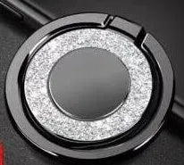 Bling glitter metal phone ring holder showing 360° rotation on smartphone back
