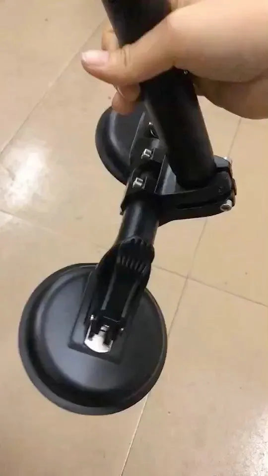 Black off-road car sucker base flagpole mount with round glass sucker and ABS plastic construction