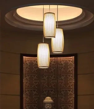 Southeast Asia bamboo plait hall staircase decoration lamp with E27 holder, 15cm diameter, 35cm tall