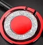 Bling glitter metal phone ring holder showing 360° rotation on smartphone back