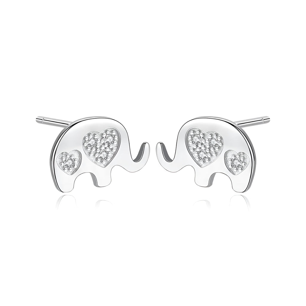 Geometric Korean silver earrings with gem setting, 0.6cm by 0.9cm size