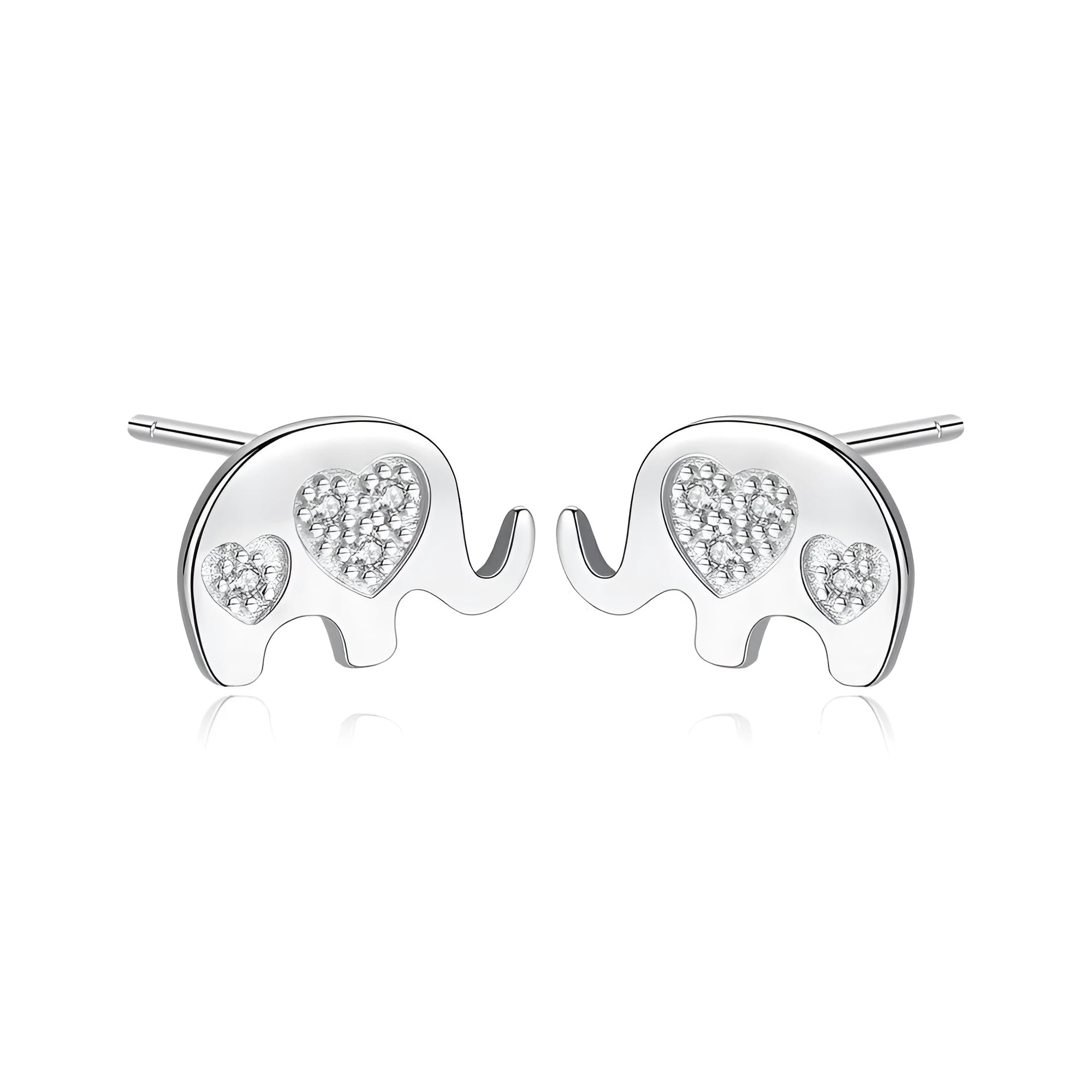 Geometric Korean silver earrings with gem setting, 0.6cm by 0.9cm size