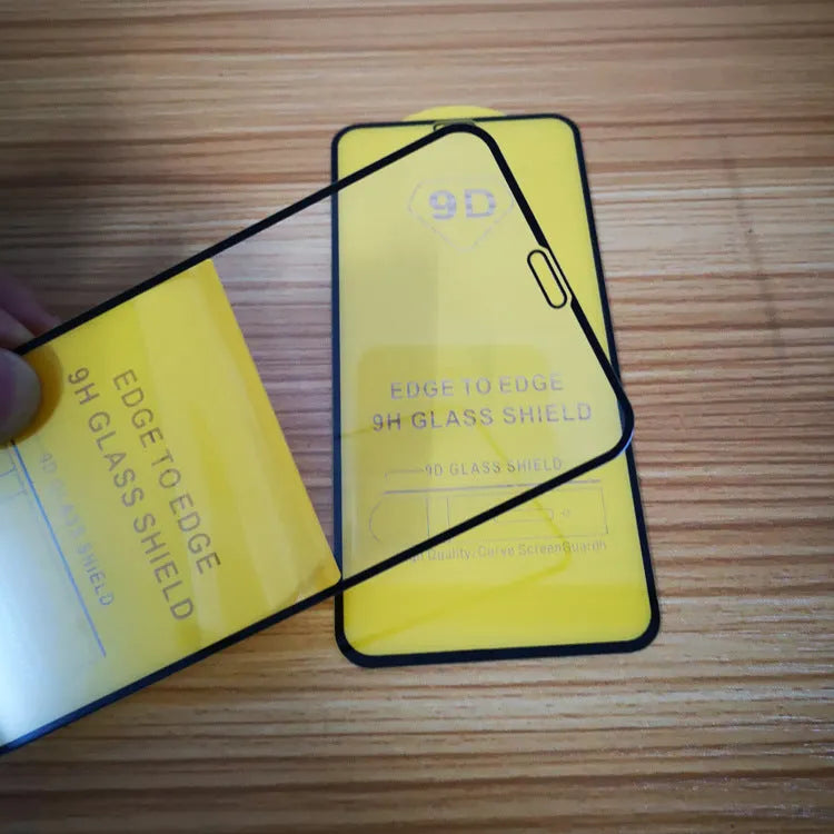 Black full screen tempered glass protector for Xiaomi 10 Lite and 11 series phones.