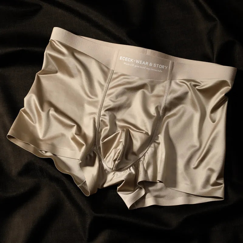 Men's seamless ice silk underwear in multiple colours with size options L through 4XL