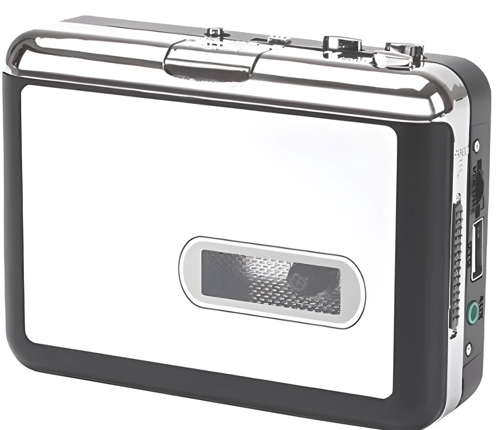 White USB cassette to MP3 converter and portable cassette player with USB 2.0, 112 x 80 x 31 mm, 148 g