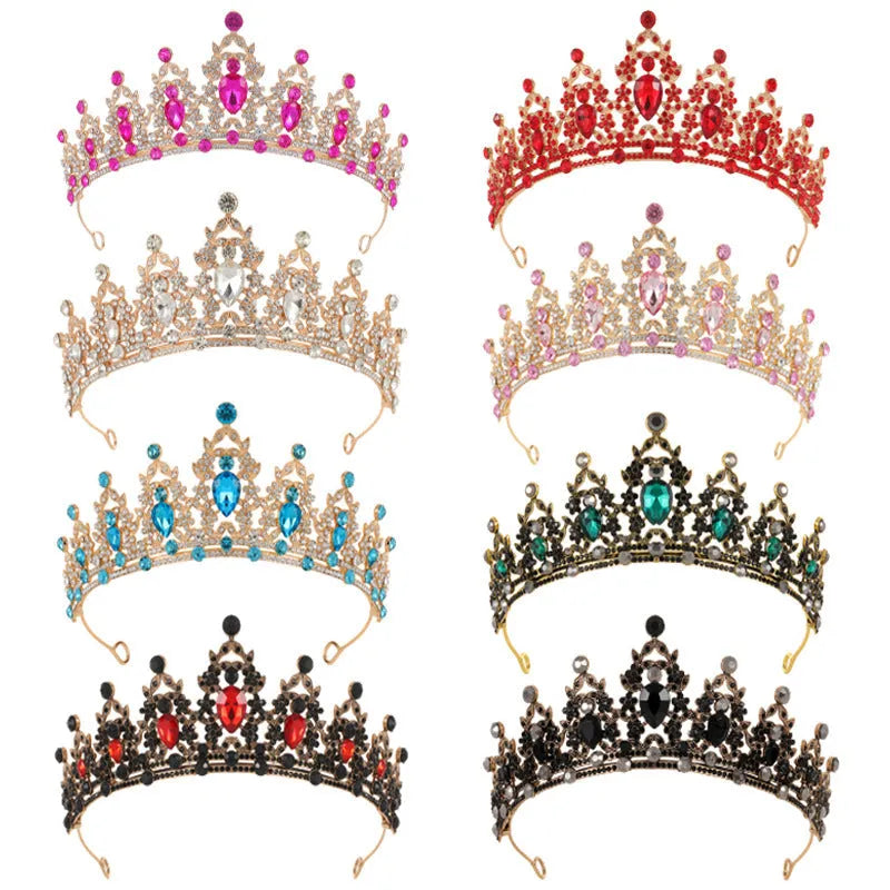 Bride headdress baroque crown rhinestone with diamond treatment, 15cm height, alloy construction in silver colour