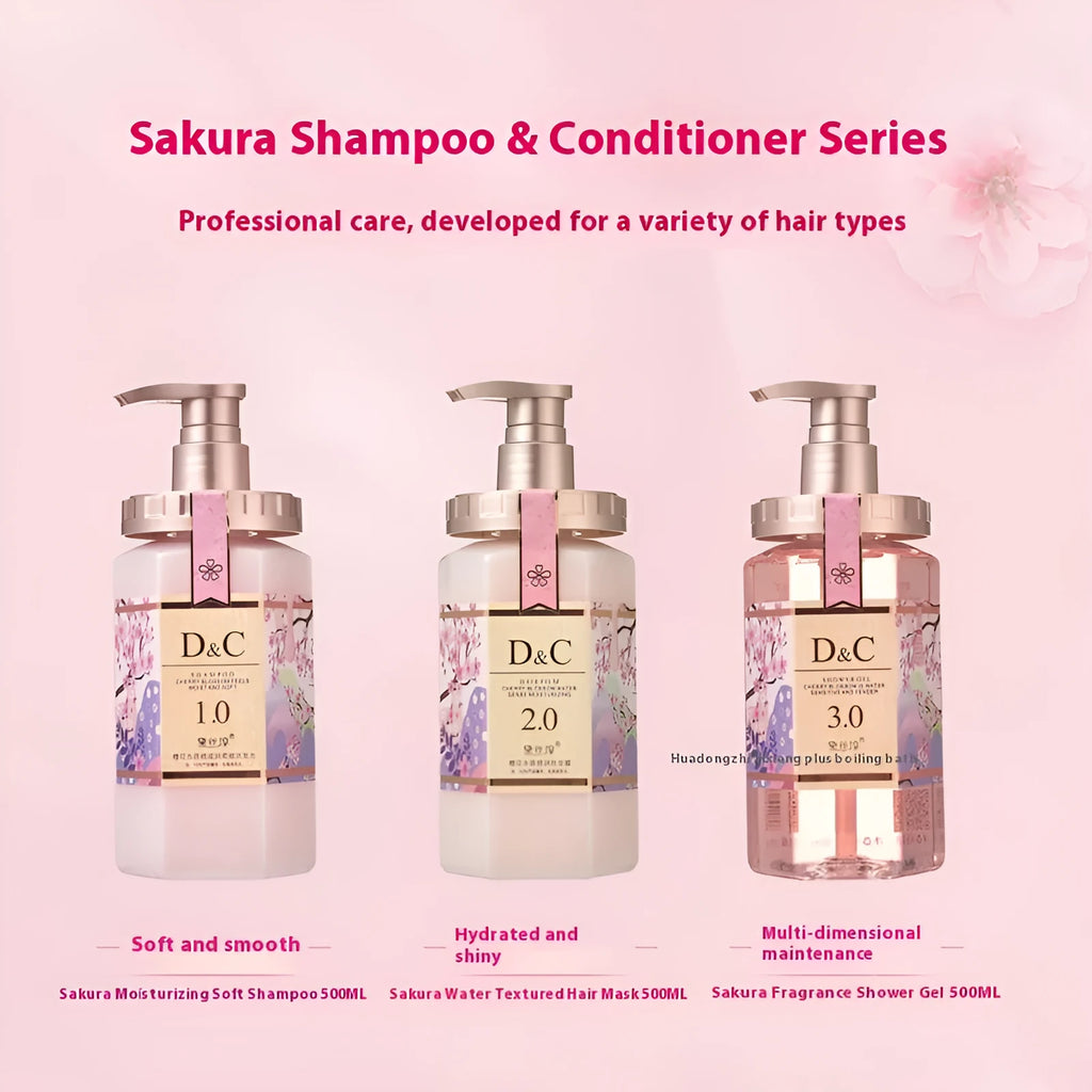 Sakura shampoo conditioner shower gel 500ml three-product set