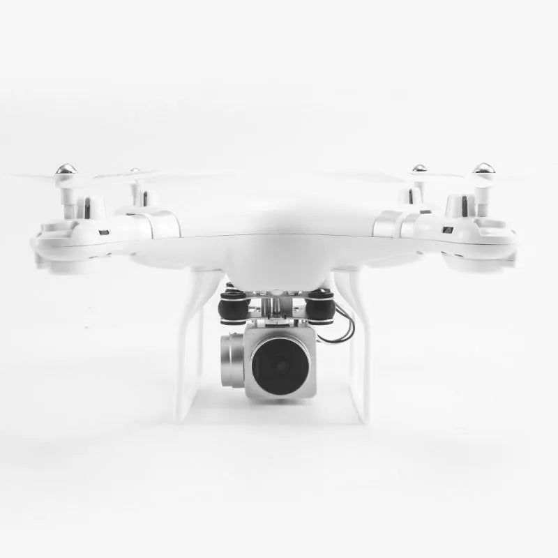 Black, red, and white alloy HD aerial photography drone with handheld remote control.