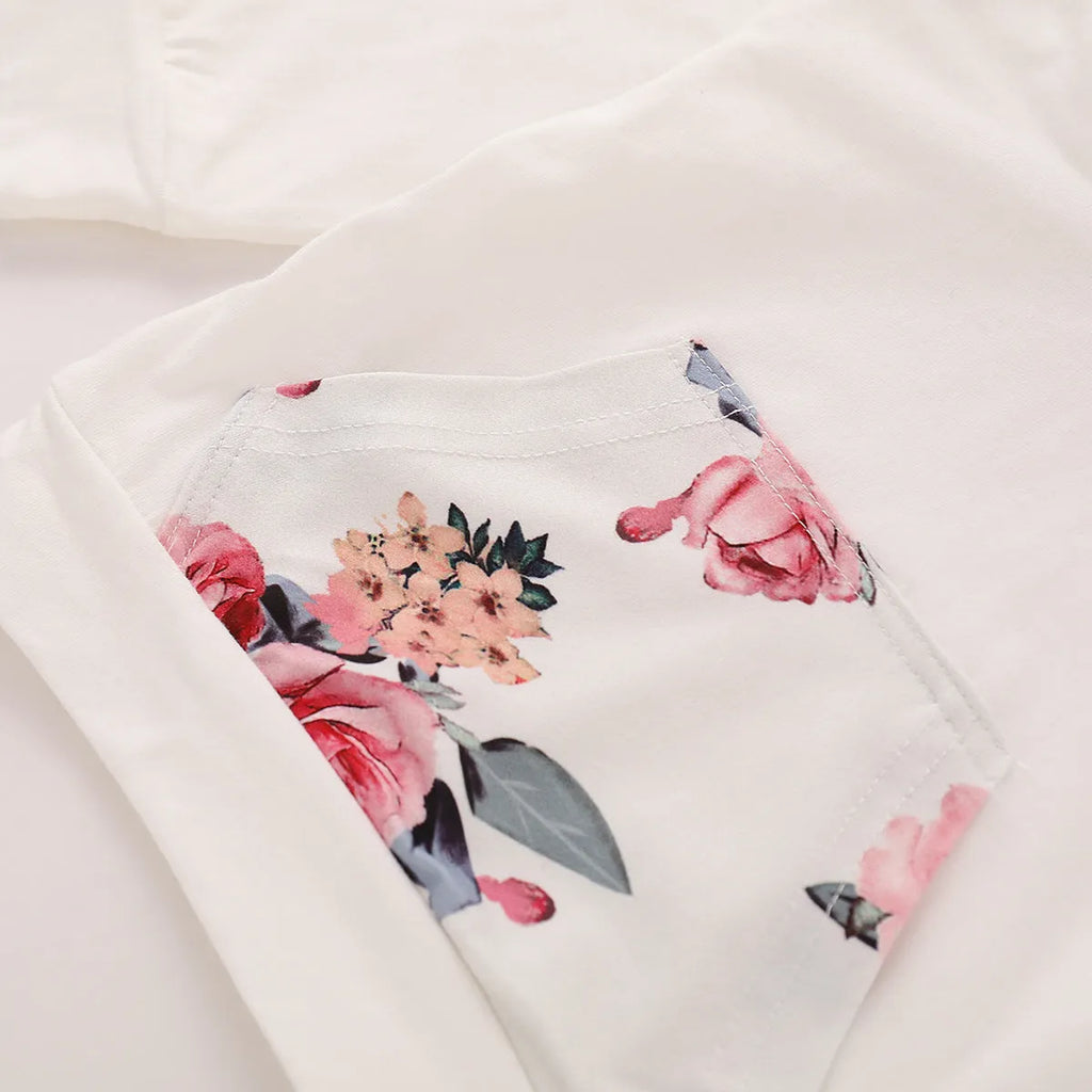 White cotton hooded pants suit for baby girl with long sleeves and trousers