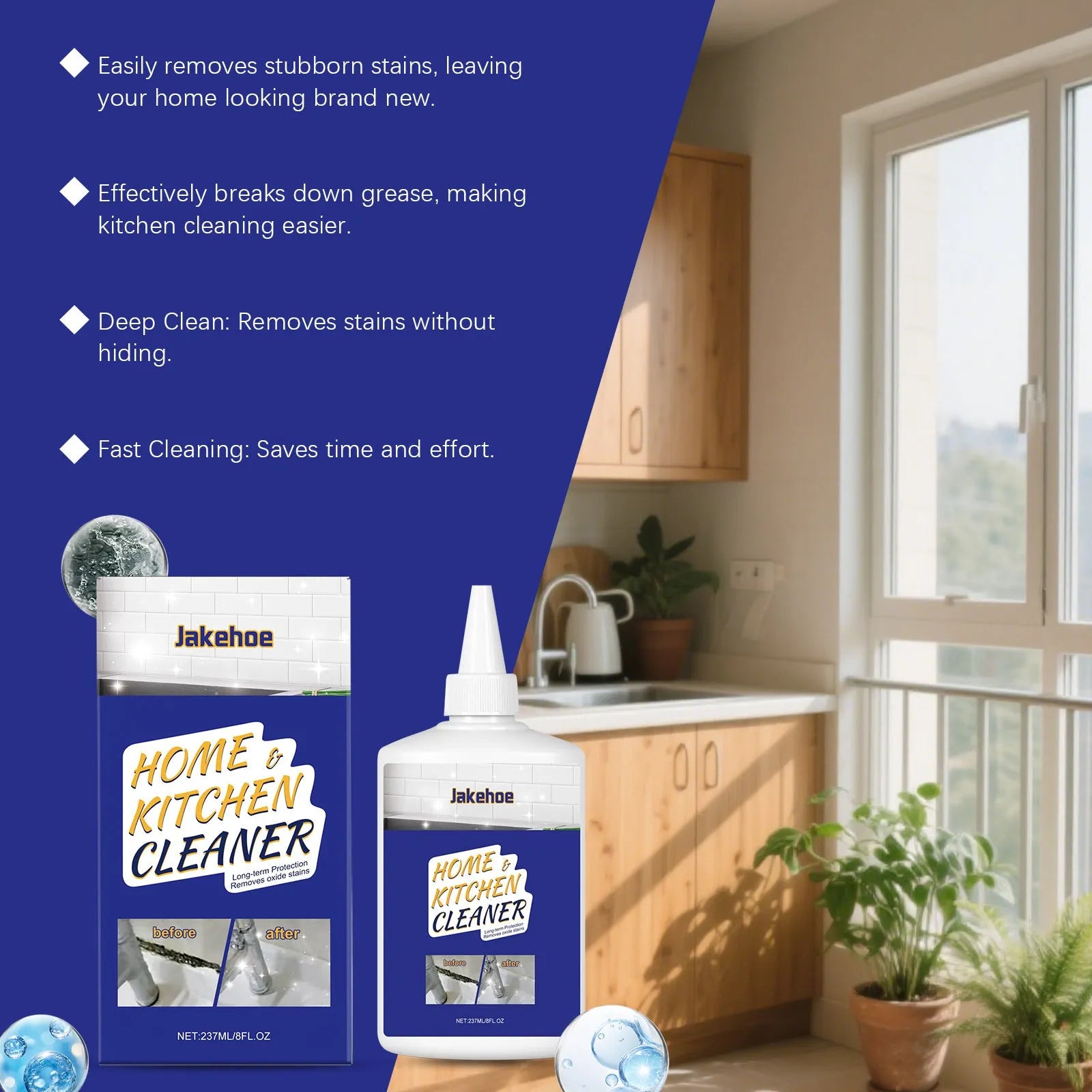 237ml decontamination gel container for kitchen and bathroom cleaning with sodium hypochlorite formula