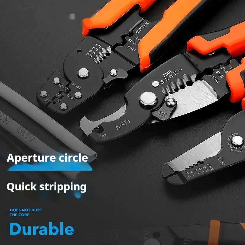 Fully automatic wire stripping pliers with box-mounted design and high carbon steel blades