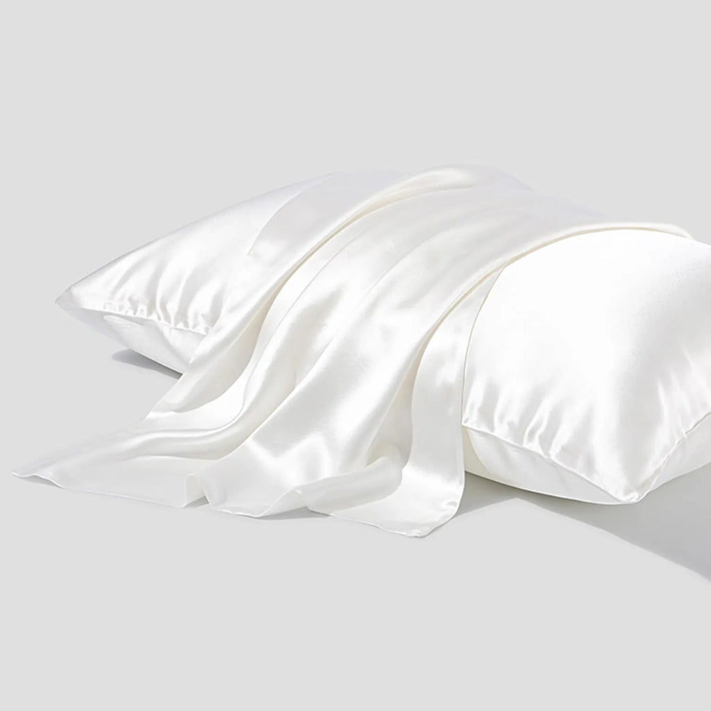 Dark grey mulberry silk pillowcase with envelope closure showing smooth texture and modern simplicity design