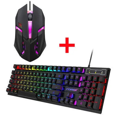 Wired keyboard, ABS, 440x130x30mm, with luminous character and six-colour backlight option for desktop and notebook.