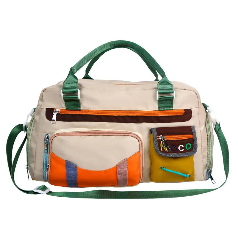 Large black sports shoulder messenger bag with a khaki colour option.