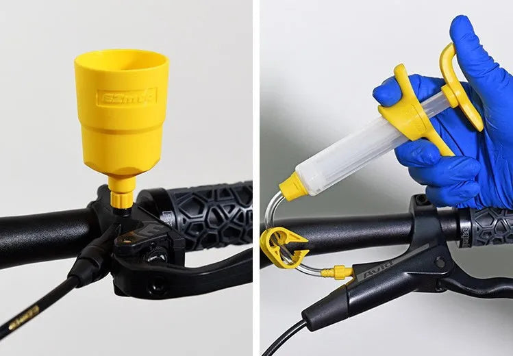 Bicycle hydraulic brake bleed kit with syringes, adapters, wrenches and bleeding bottle for disc brake maintenance
