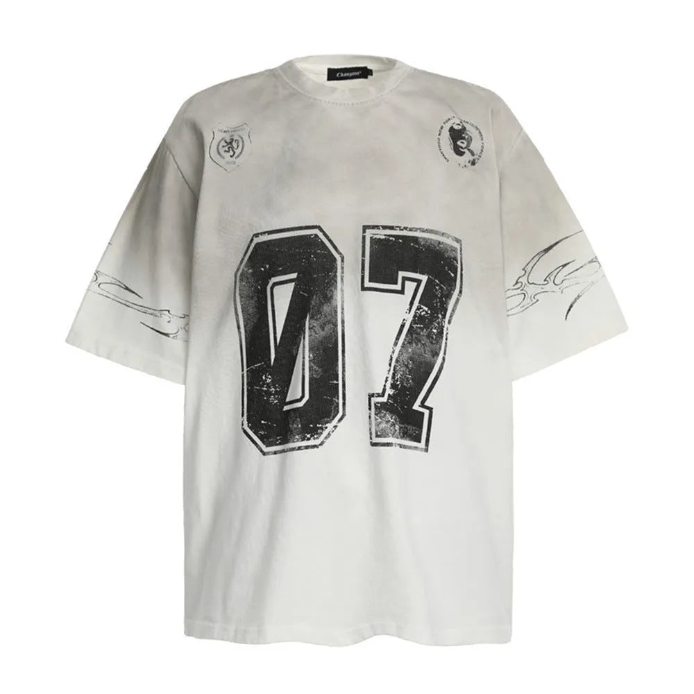 Men's white and black pure cotton short-sleeve t-shirt showing front view with crew neck design