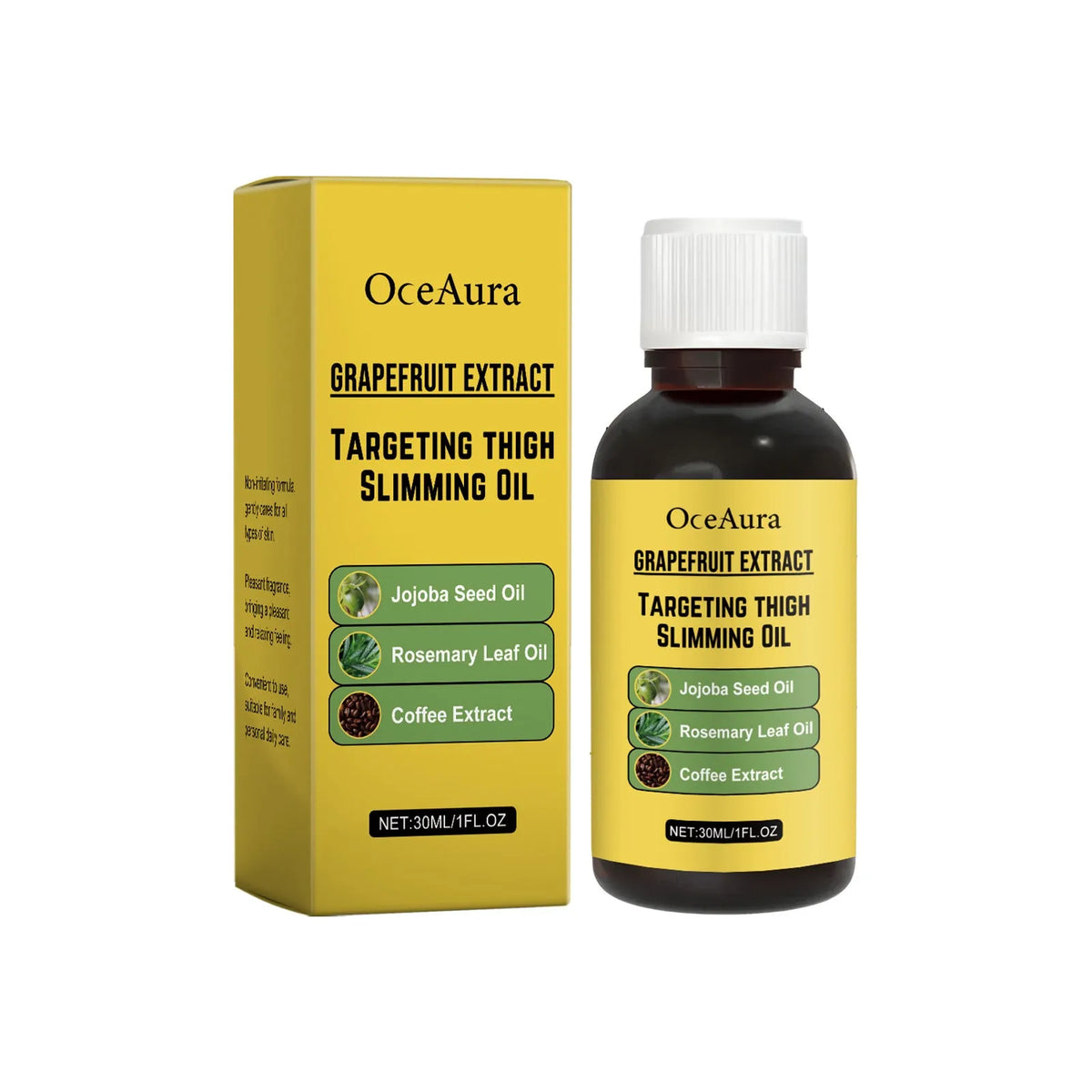 30ml bottle of body treatment oil with grapefruit extract and jojoba oil