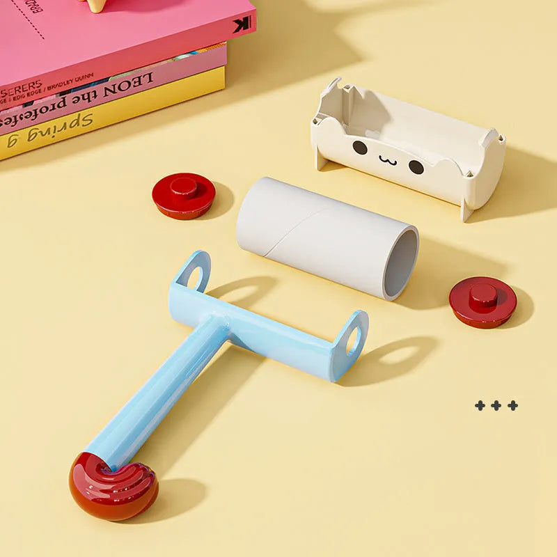 Pet hair remover with replaceable sticky paper in blue, red, or yellow for clothing and home use