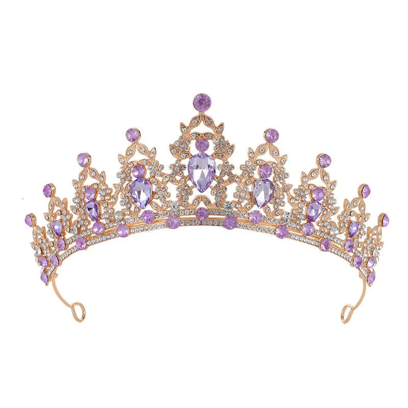 Bride headdress baroque crown rhinestone with diamond treatment, 15cm height, alloy construction in silver colour
