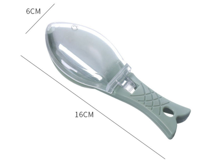 Homeenjoy uk Premium Fish Scale Scraper - Effortless Cleaning for Anglers in the UK-Fast Fish Scale Scraper - Cute Fish-Shaped Cleaning Tool & Skin Remover Brush with Clear Lid (Kitchen Supplies)