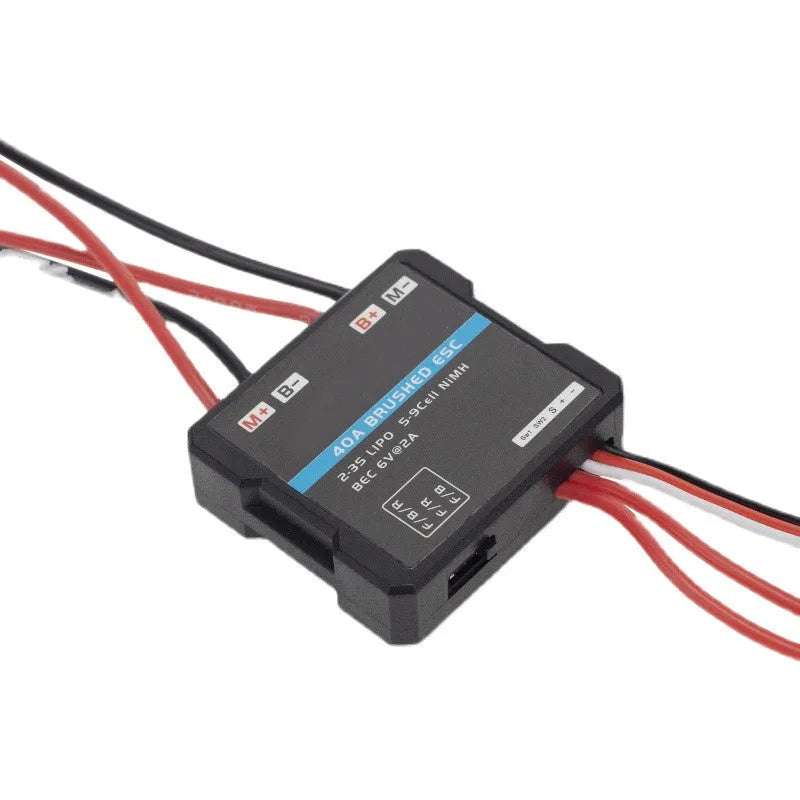 Small Boat 40A brushed electronic speed controller for RC models with connectors and adjustable climbing mode