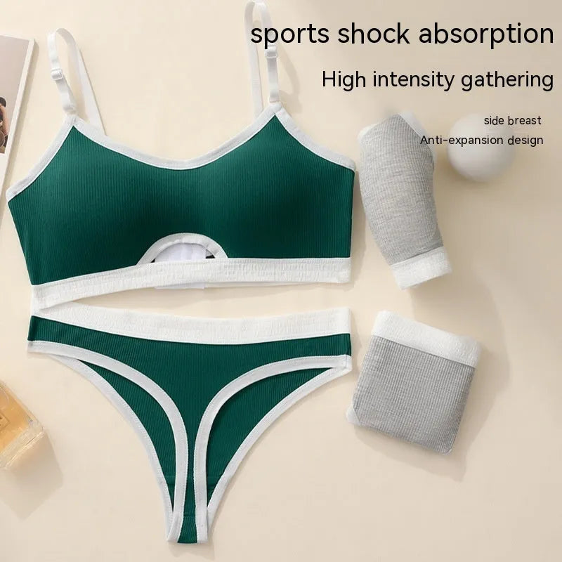 Sports underwear vest with fixed double-shoulder straps and underwired tube top in cotton fabric