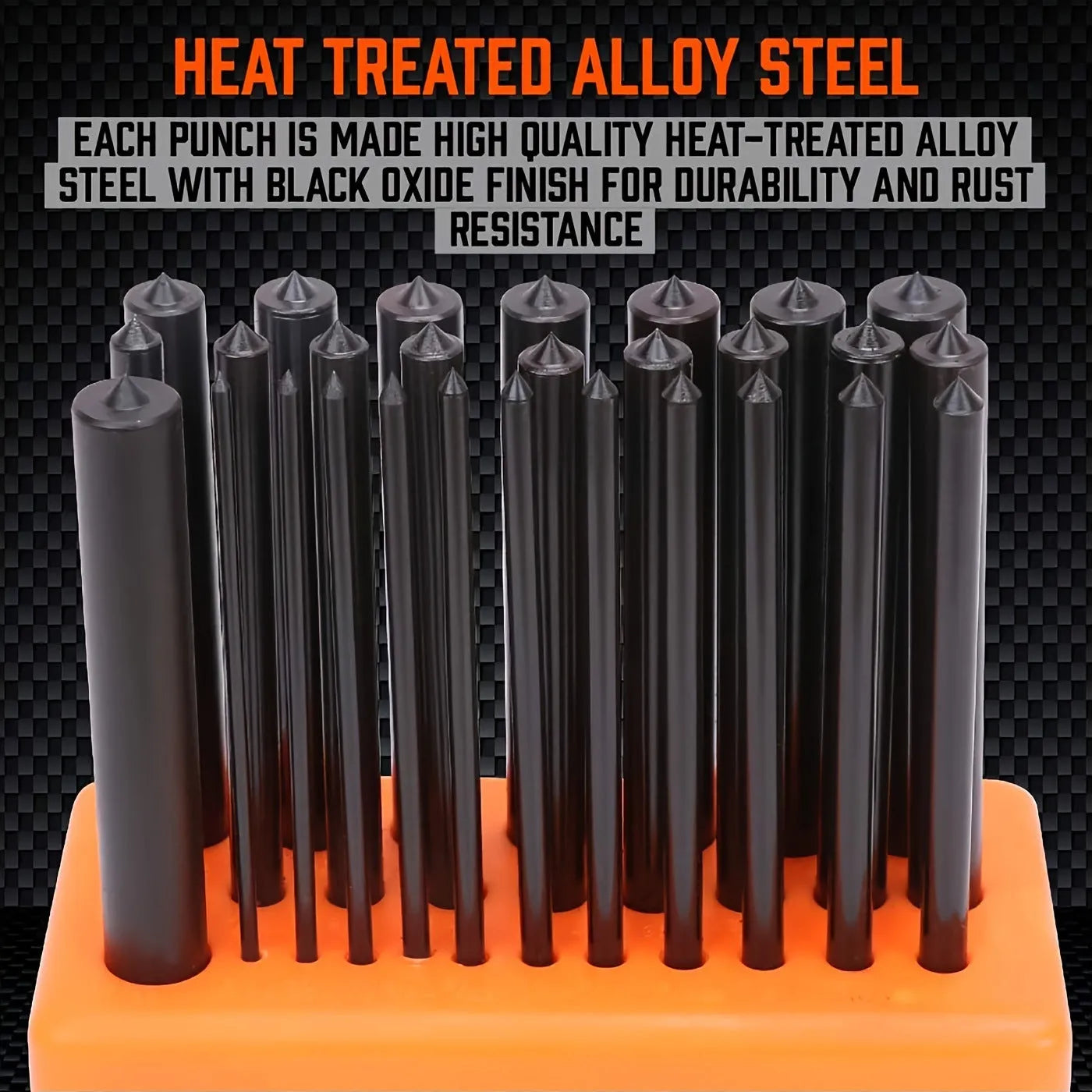 Orange alloy plastic punch needle set with metal head for textile crafts