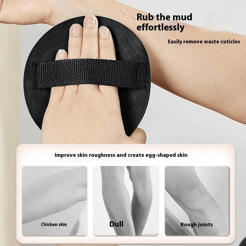 Women's bath towel gadget with finger style design and round cake pattern in rubber material.