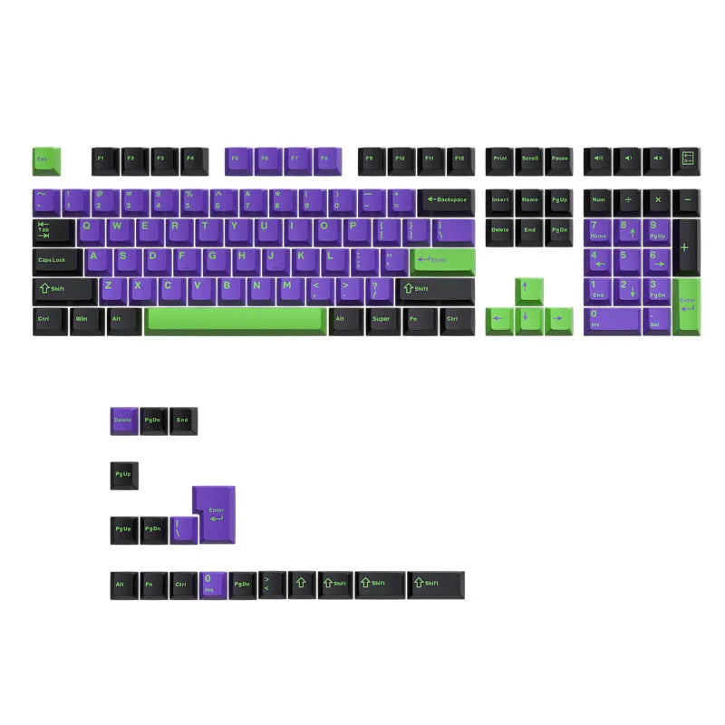 126-piece two-colour keycap set for 61 to 108 key mechanical keyboards, 290 x 160 x 30mm, black or purple