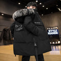 Men's long down jacket with white duck down filler, polyester lining, green or black, sizes M-3XL