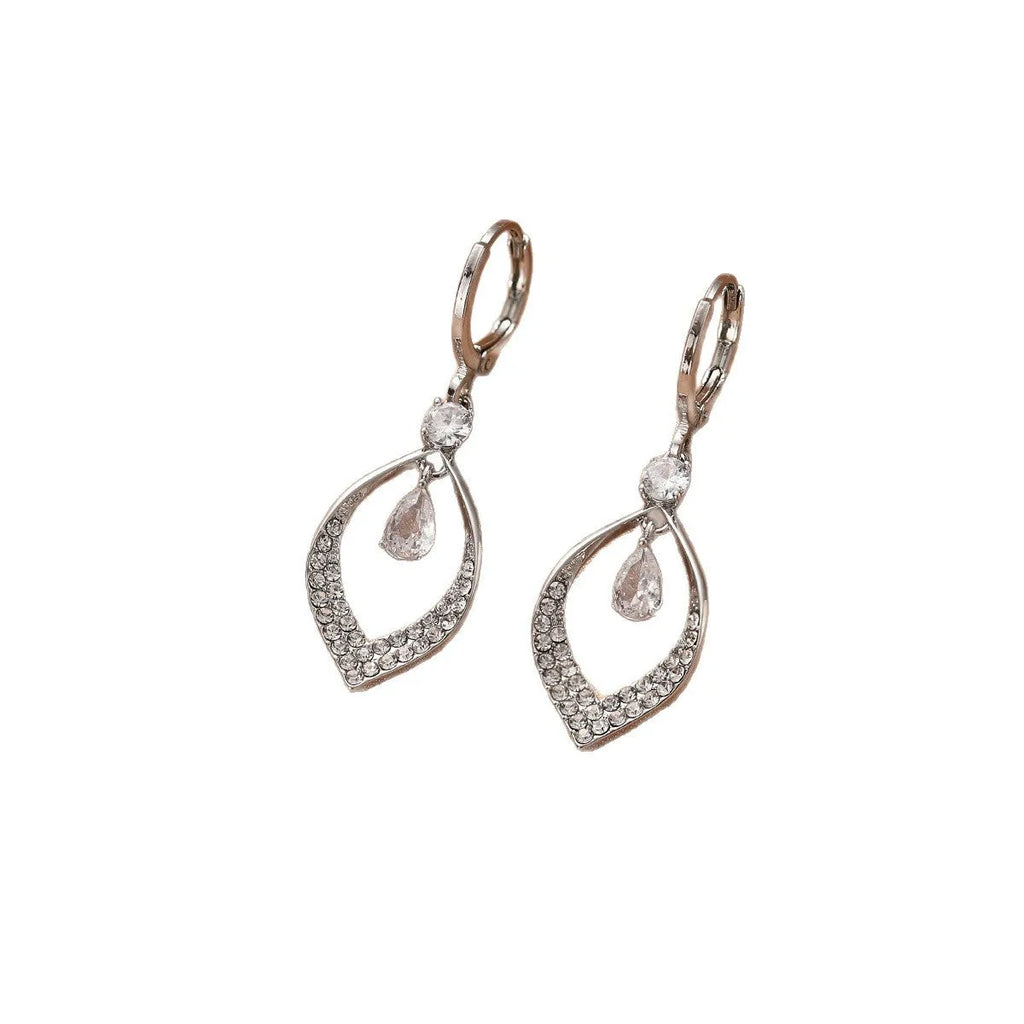 Teardrop zircon tassel earrings in copper with gold or silver colour-retaining ear buckles