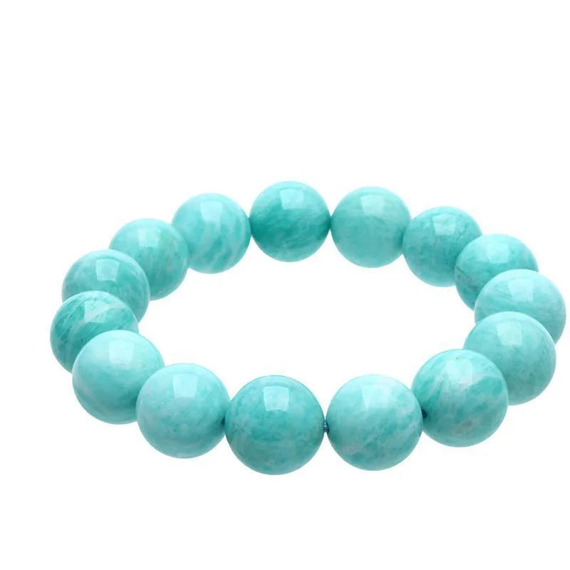 Natural green Amazonite bracelet with round beads in 8mm, 9mm, or 10mm sizes for men and women